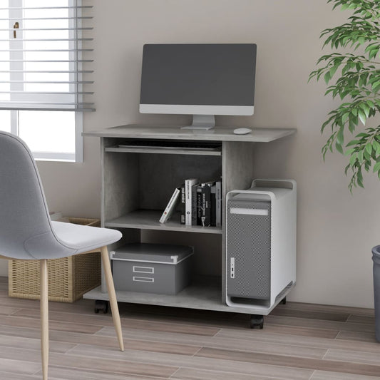 Concrete Grey Computer Desk 80x50x75 cm - Engineered Wood