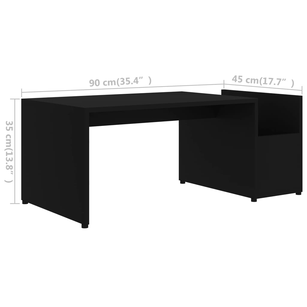 Coffee Table Black 90x45x35 cm Engineered Wood