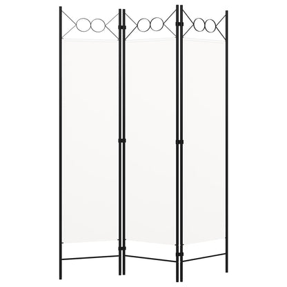 White 3-Panel Room Divider, Wood Frame, 120x180 cm Partition Screen