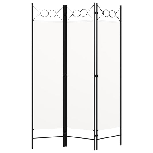 White 3-Panel Room Divider, Wood Frame, 120x180 cm Partition Screen