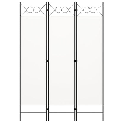 White 3-Panel Room Divider, Wood Frame, 120x180 cm Partition Screen