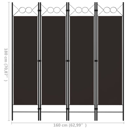 Elegant 4-Panel Brown Room Divider, 160x180 cm - Cozy Privacy Screen