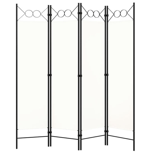 4-Panel White Room Divider, 160x180 cm, Elegant Privacy Screen