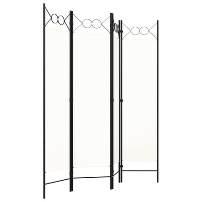 4-Panel White Room Divider, 160x180 cm, Elegant Privacy Screen