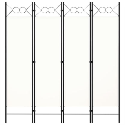 4-Panel White Room Divider, 160x180 cm, Elegant Privacy Screen