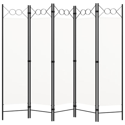 White 5-Panel Room Divider, 200x180 cm - Stylish Privacy Screen
