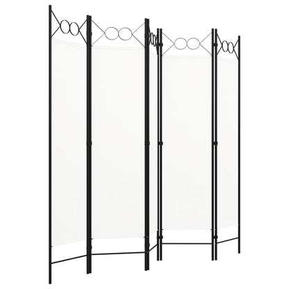 White 5-Panel Room Divider, 200x180 cm - Stylish Privacy Screen