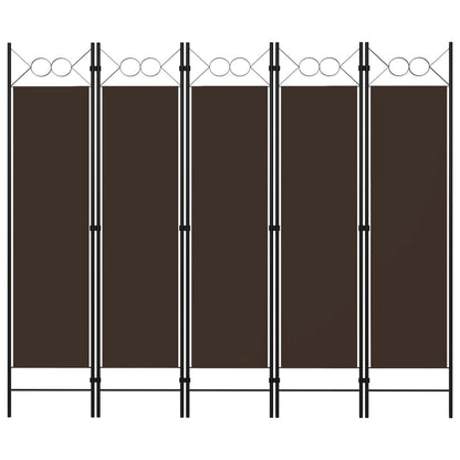 Elegant Brown 5-Panel Room Divider - 200x180 cm Privacy Screen