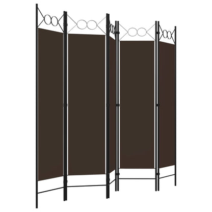 Elegant Brown 5-Panel Room Divider - 200x180 cm Privacy Screen