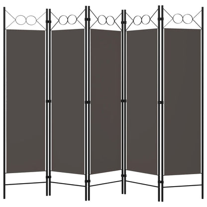 Anthracite 5-Panel Room Divider Privacy Screen, 200x180 cm