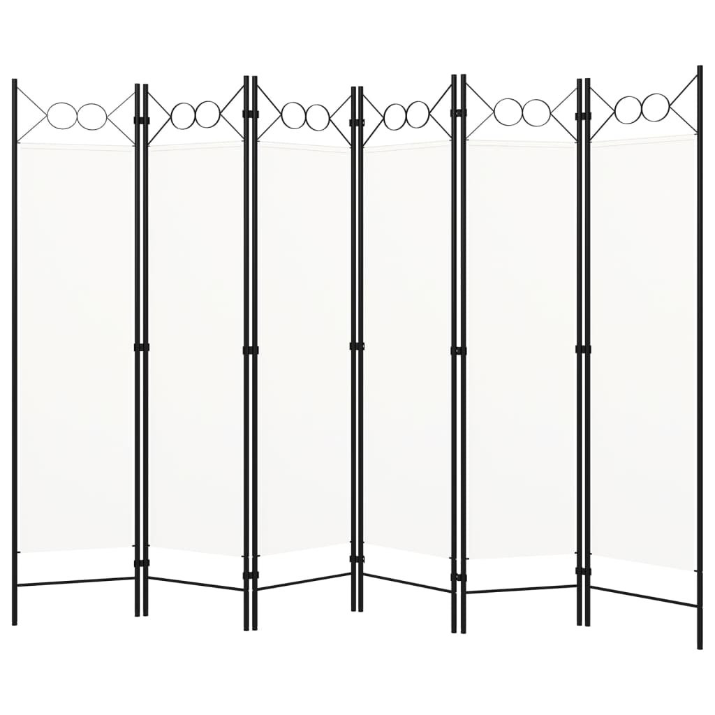 White 6-Panel Room Divider, 240x180 cm - Stylish Privacy Screen
