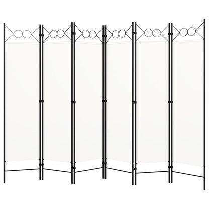 White 6-Panel Room Divider, 240x180 cm - Stylish Privacy Screen