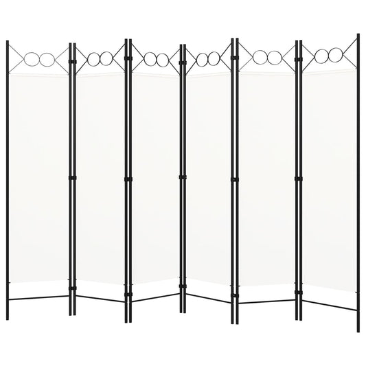 White 6-Panel Room Divider, 240x180 cm - Stylish Privacy Screen