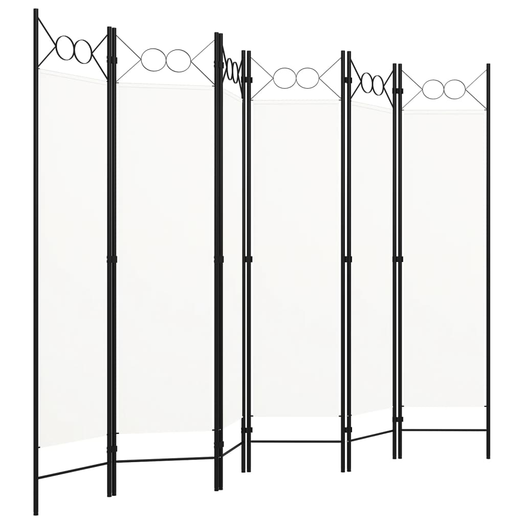 White 6-Panel Room Divider, 240x180 cm - Stylish Privacy Screen