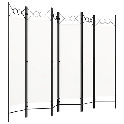 White 6-Panel Room Divider, 240x180 cm - Stylish Privacy Screen