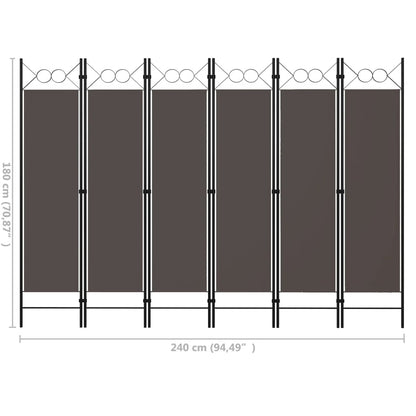 6-Panel Anthracite Room Divider, 240x180 cm, Stylish Privacy Screen