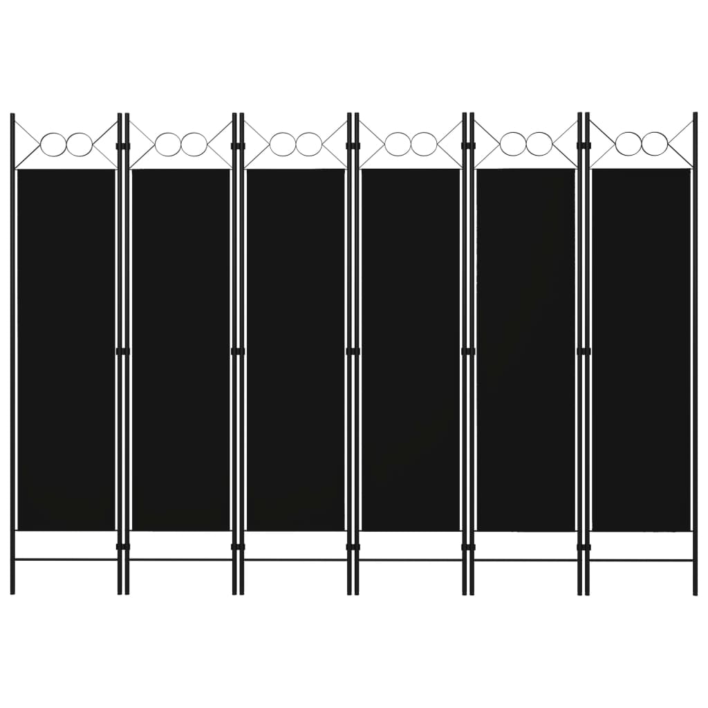 Elegant 6-Panel Black Room Divider, 240x180 cm, Privacy Screen