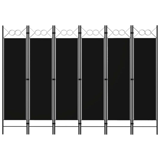 Elegant 6-Panel Black Room Divider, 240x180 cm, Privacy Screen