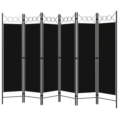 Elegant 6-Panel Black Room Divider, 240x180 cm, Privacy Screen