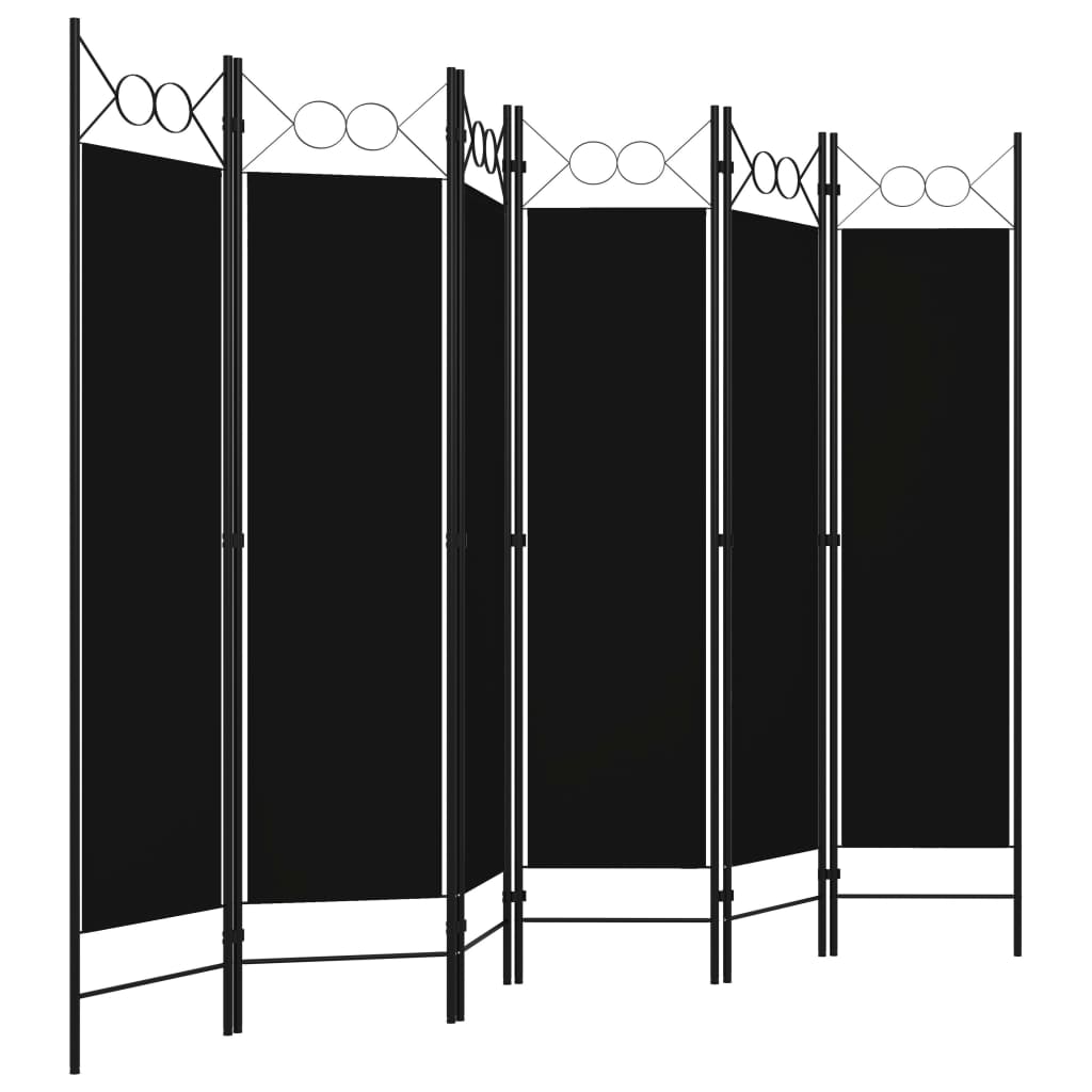 Elegant 6-Panel Black Room Divider, 240x180 cm, Privacy Screen