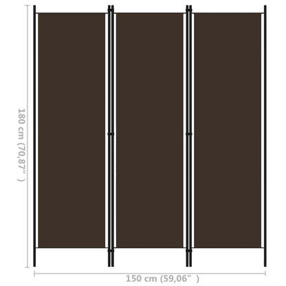 Elegant 3-Panel Brown Wooden Room Divider 150x180 cm
