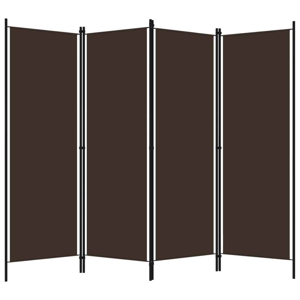 Elegant Brown 4-Panel Room Divider, 200x180 cm - Wood Finish