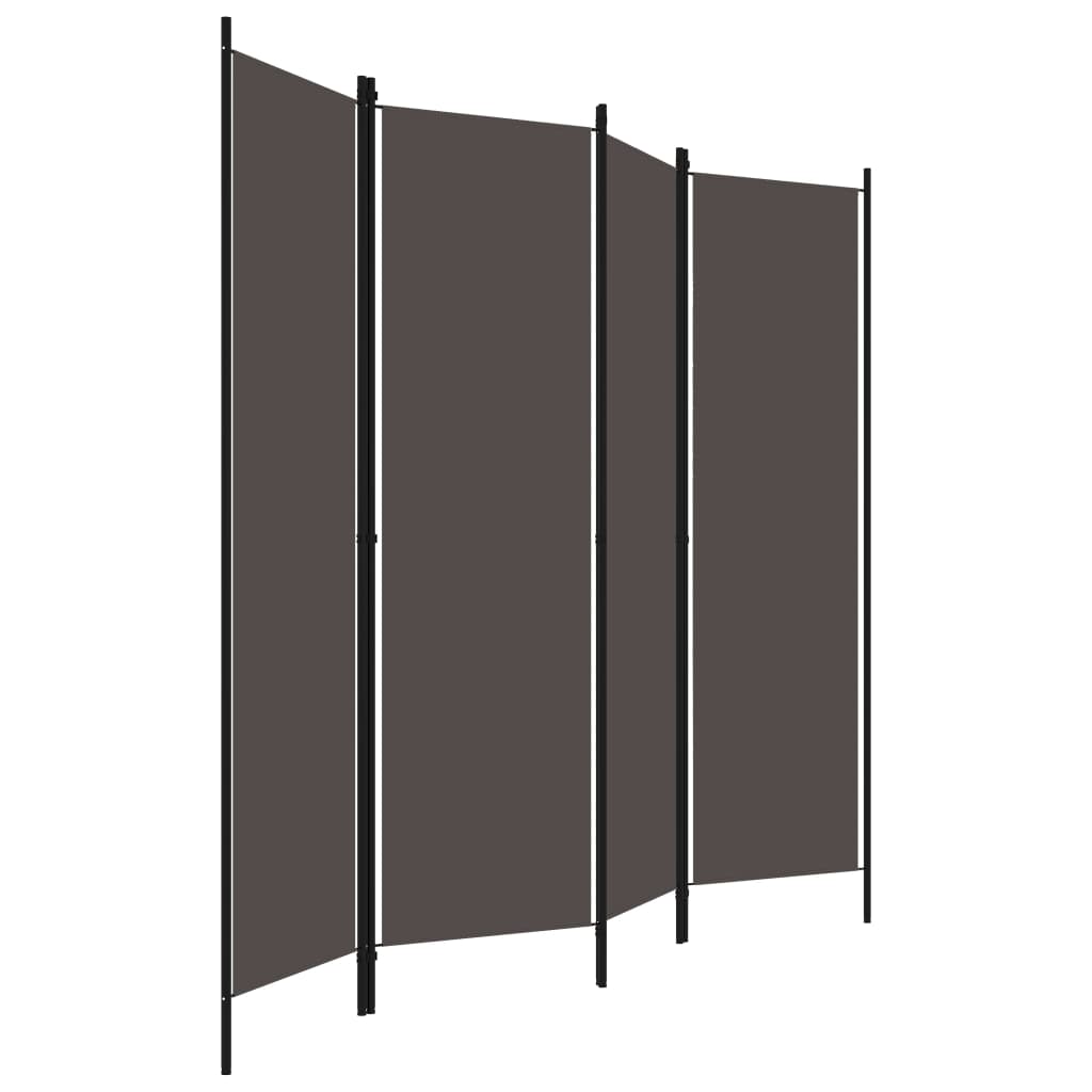 Anthracite 4-Panel Room Divider 200x180 cm - Modern Privacy Screen