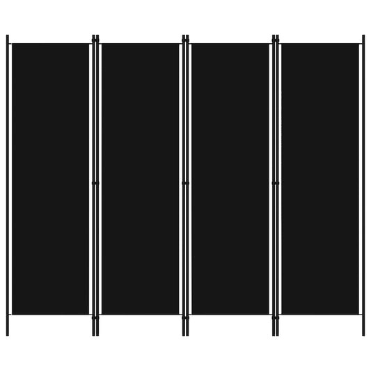 Black 4-Panel Room Divider, 200x180 cm, Elegant Privacy Screen
