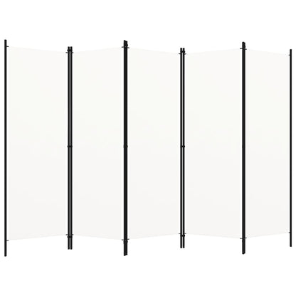 Elegant White 5-Panel Room Divider, 250x180 cm, Privacy Screen