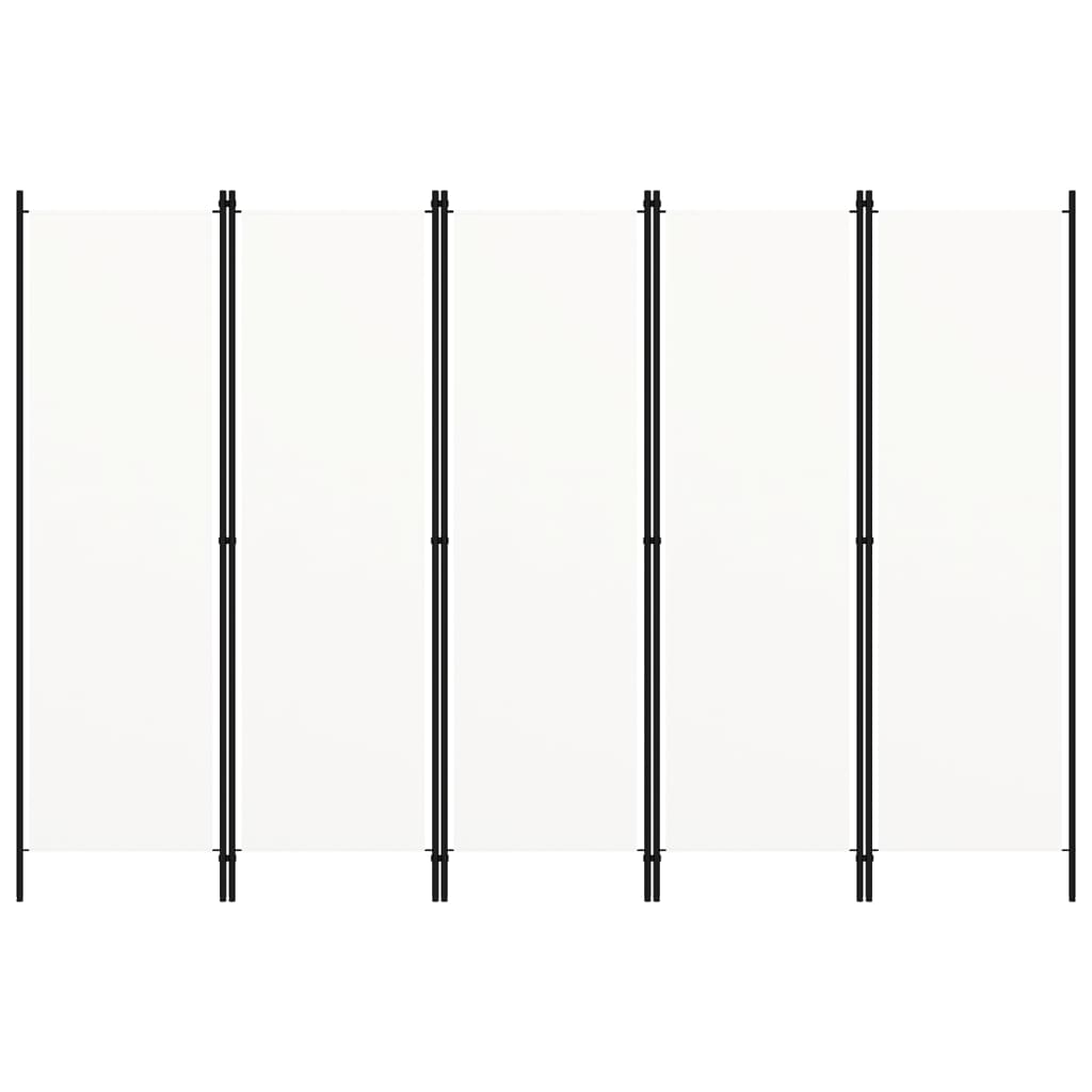 Elegant White 5-Panel Room Divider, 250x180 cm, Privacy Screen