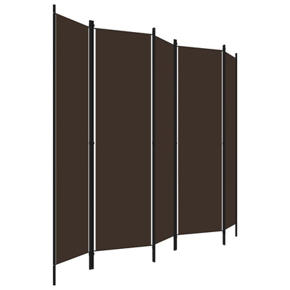 5-Panel Brown Room Divider - Wood, 250x180 cm Privacy Screen