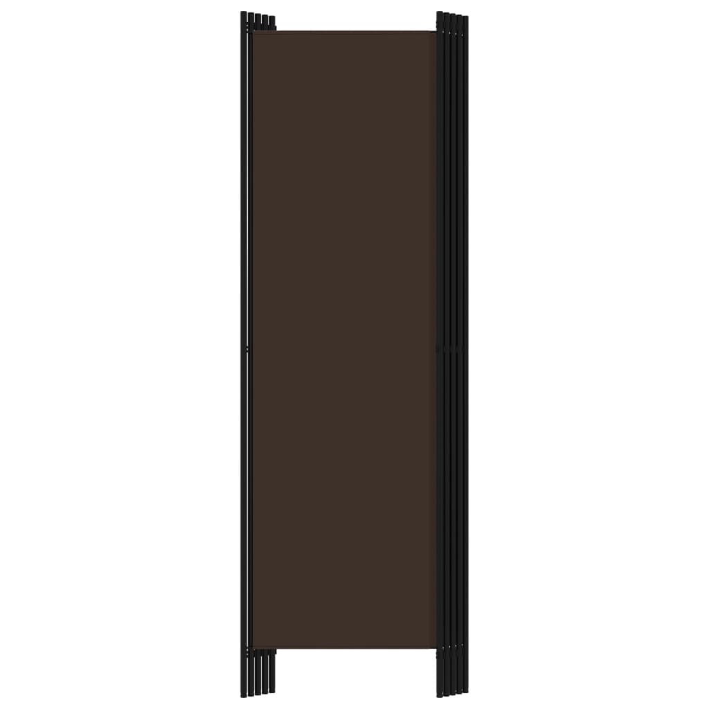 5-Panel Brown Room Divider - Wood, 250x180 cm Privacy Screen
