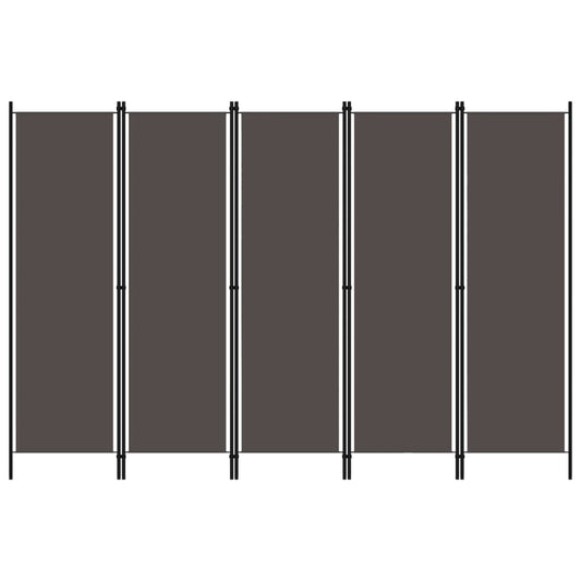 Anthracite 5-Panel Room Divider, Stylish Privacy Screen, 250x180 cm