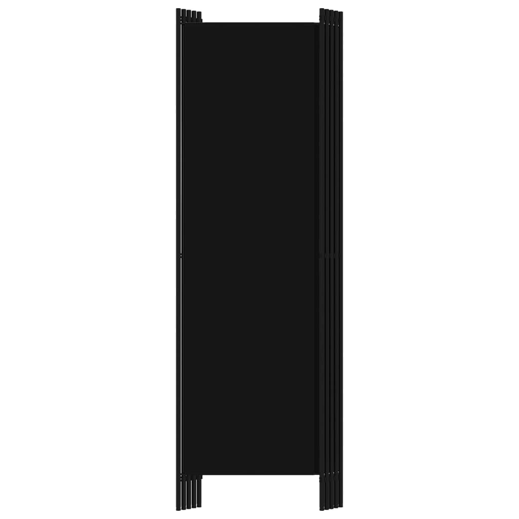 5-Panel Room Divider, Black Fabric, 250x180 cm