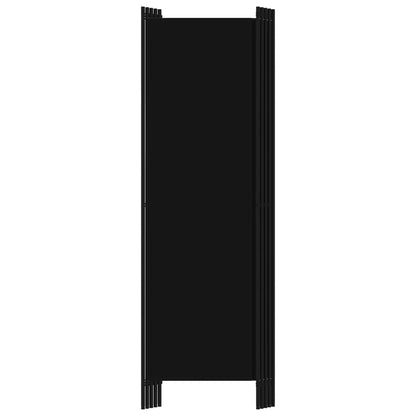 5-Panel Room Divider, Black Fabric, 250x180 cm