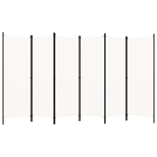 White 6-Panel Room Divider, 300x180 cm - Stylish & Functional Design