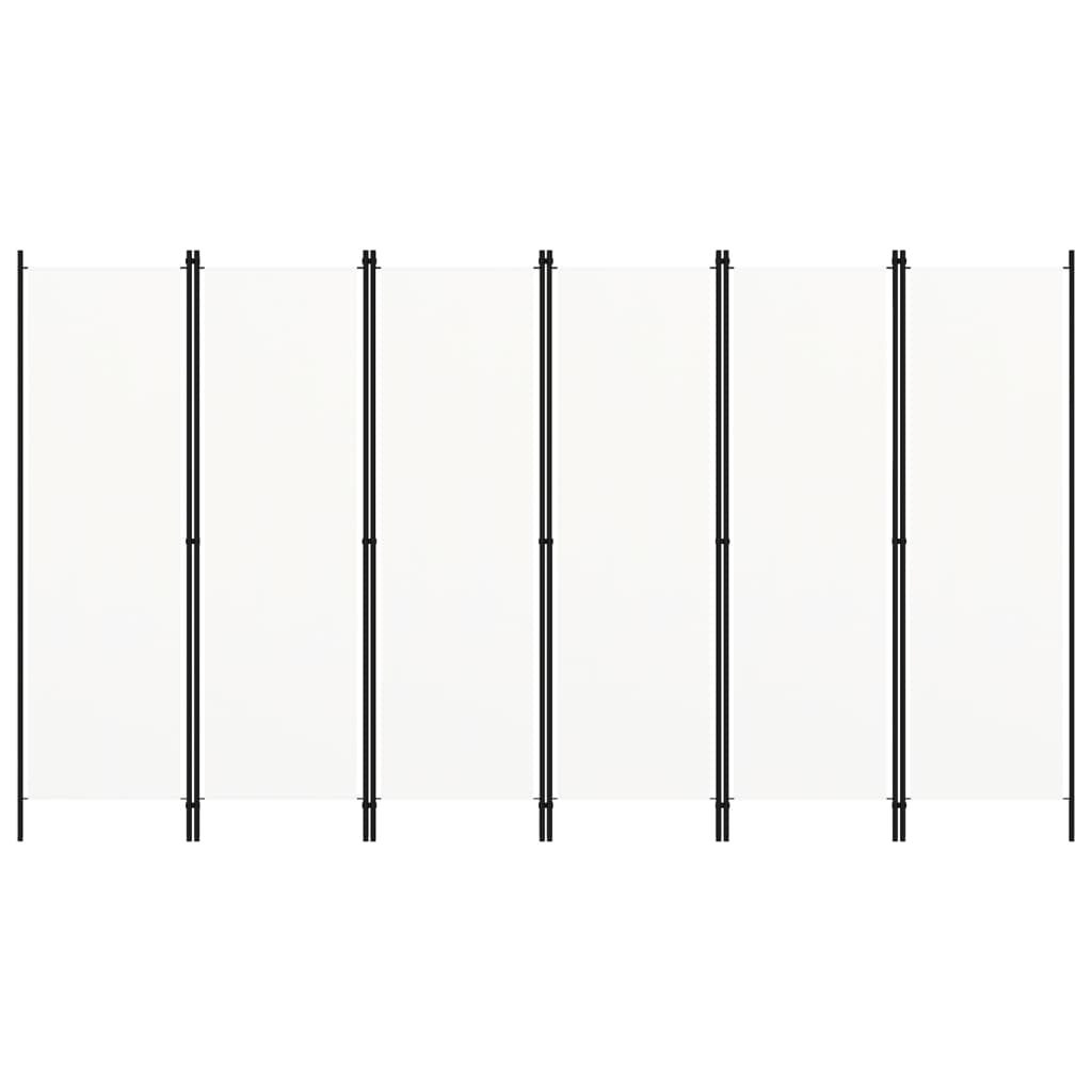 White 6-Panel Room Divider, 300x180 cm - Stylish & Functional Design