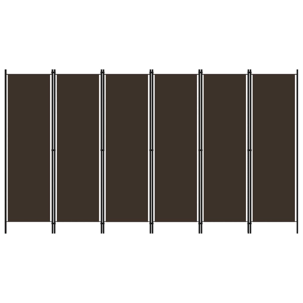 Elegant Brown 6-Panel Room Divider, 300x180 cm - Stylish Privacy Screen