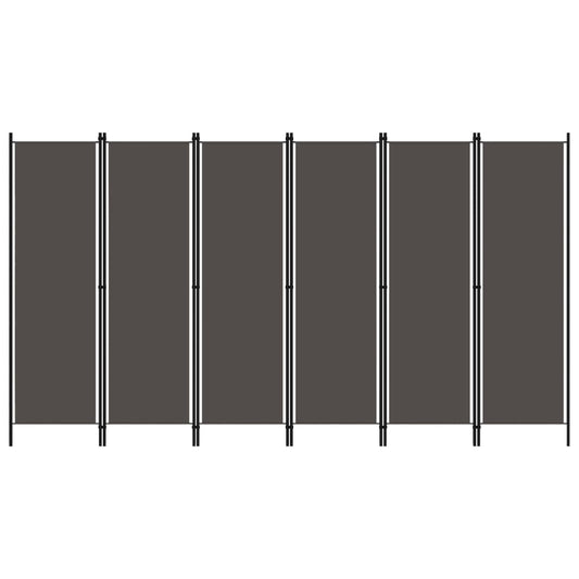Anthracite 6-Panel Room Divider, 300x180 cm, Modern Privacy Screen