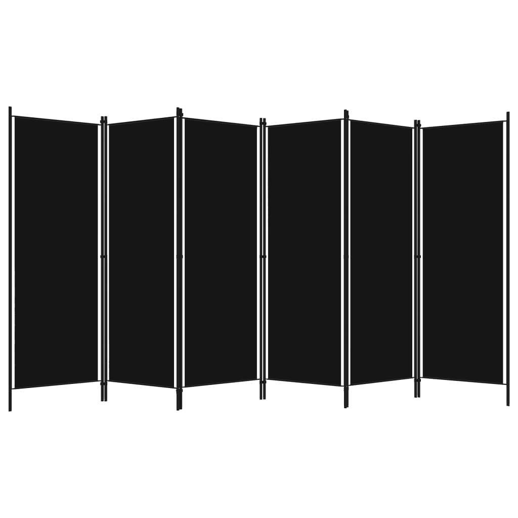 Elegant Black Fabric 6-Panel Room Divider - 300x180 cm