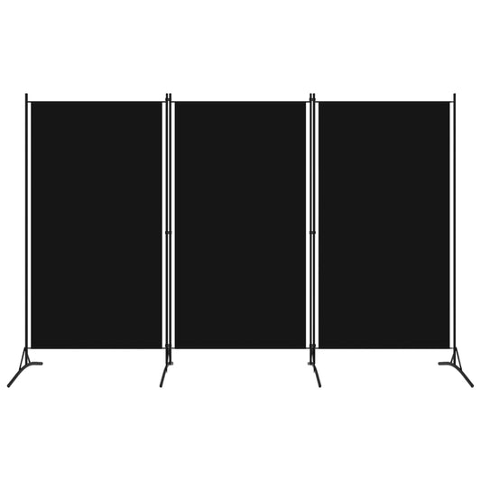 Elegant 3-Panel Black Room Divider, 260x180 cm - Stylish & Functional