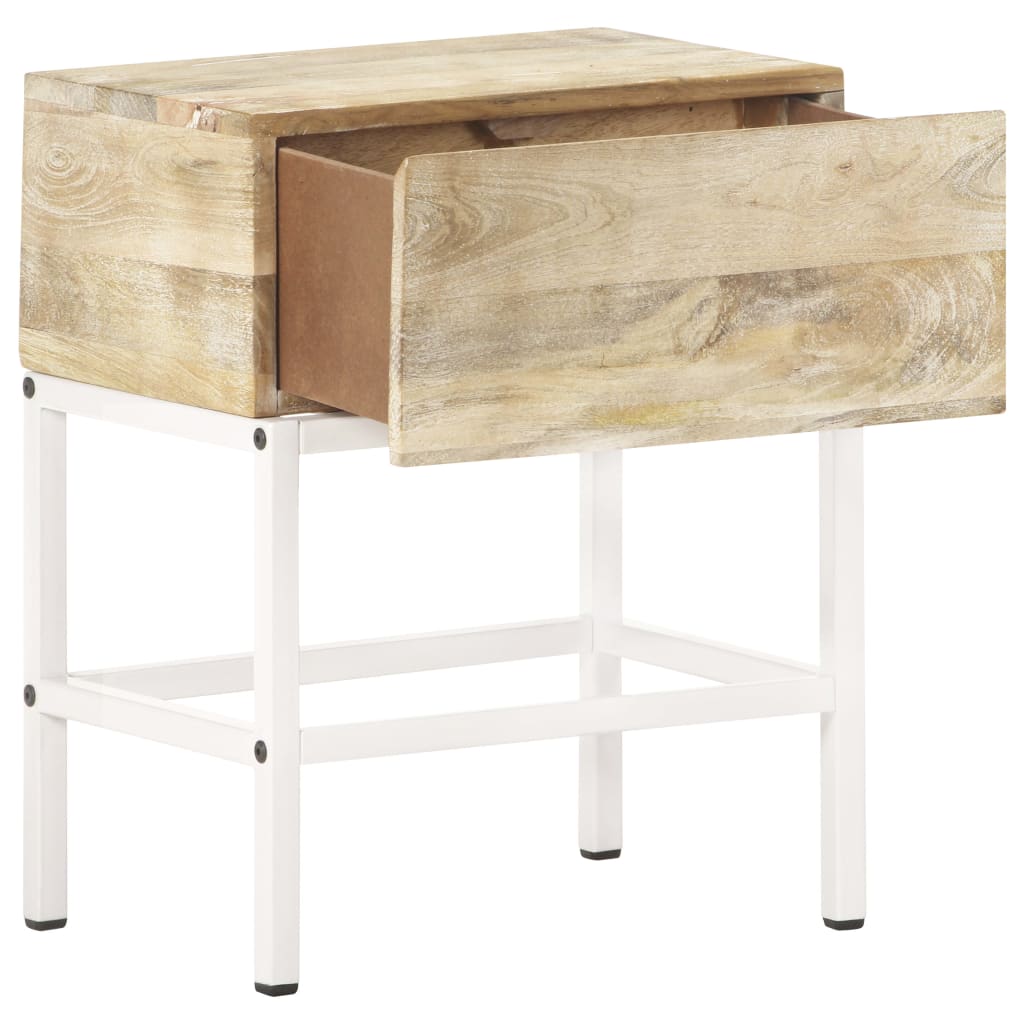 Solid Mango Wood Bedside Table 40x30x50 cm - Rustic Elegance