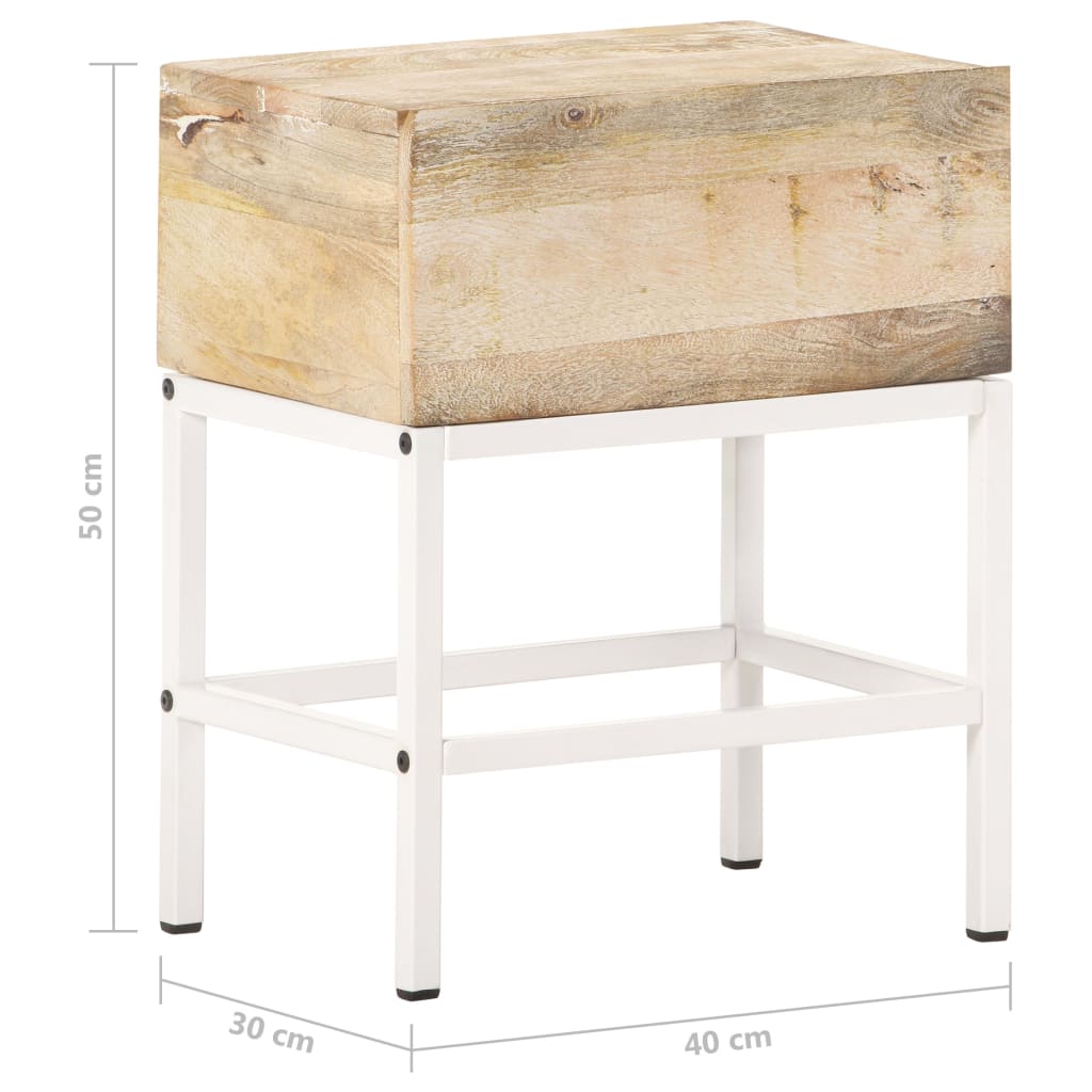 Solid Mango Wood Bedside Table 40x30x50 cm - Rustic Elegance