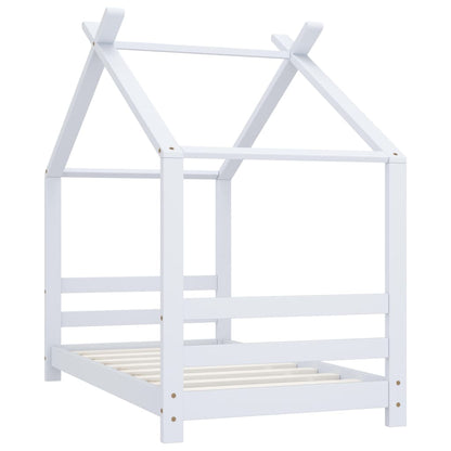 Solid Pine Wood Kids Bed Frame - White, 70x140 cm
