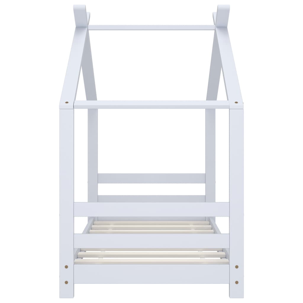Solid Pine Wood Kids Bed Frame - White, 70x140 cm