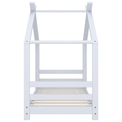 Solid Pine Wood Kids Bed Frame - White, 70x140 cm