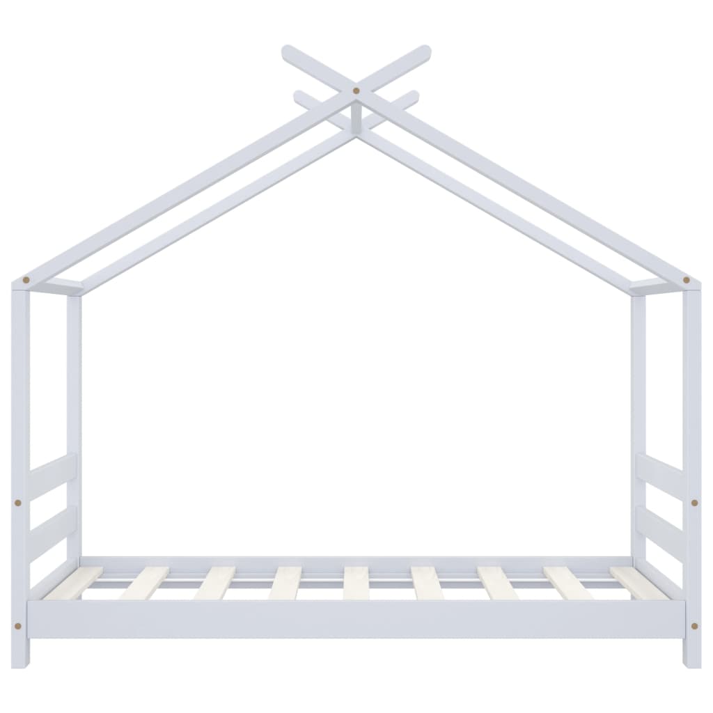 Solid Pine Wood Kids Bed Frame - White, 70x140 cm