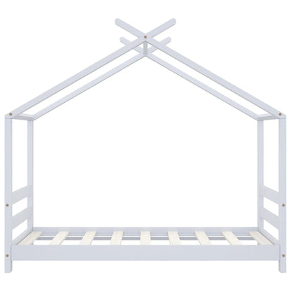 Solid Pine Wood Kids Bed Frame - White, 70x140 cm