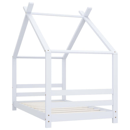 White Kids Bed Frame - Solid Pine Wood 80x160 cm