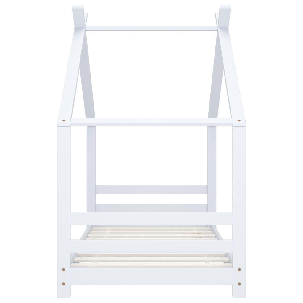White Kids Bed Frame - Solid Pine Wood 80x160 cm